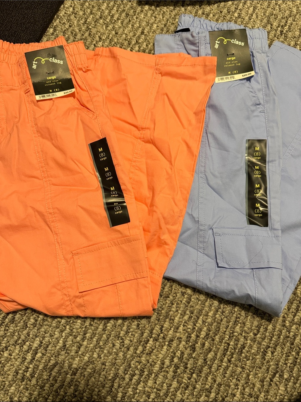 art class girl’s Cargo Shorts - Coral and Light Blue